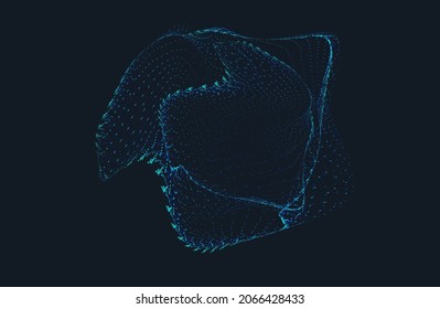 Abstract dark Geometrical Background Connection structure. Science background. onnecting dots and lines. Big data visualization and Business .Vector illustration. music wave