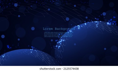 Abstract dark Geometrical Background Connection structure. Science background. onnecting dots and lines. Big data visualization and Business .Vector illustration. hexagons