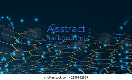 Abstract dark Geometrical Background Connection structure. Science background. onnecting dots and lines. Big data visualization and Business .Vector illustration. hexagons