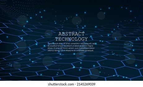 Abstract dark Geometrical Background Connection structure. Science background. onnecting dots and lines. Big data visualization and Business .Vector illustration. hexagon mesh