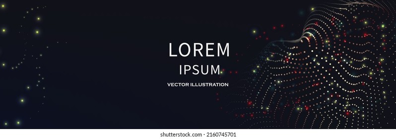 Resumen de la estructura de conexión geométrica de fondo oscuro. Antecedentes científicos. conexión de puntos y líneas. Gran visualización de datos e ilustración de Business .Vector. onda musical