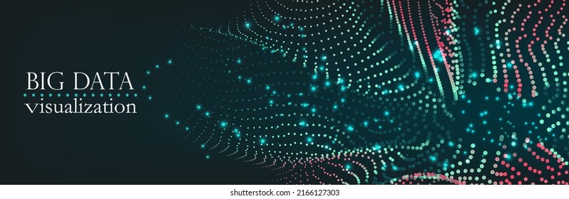 Resumen de la estructura de conexión geométrica de fondo oscuro. Antecedentes científicos. conectar puntos y líneas. Gran visualización de datos e ilustración de Business .Vector. onda musical