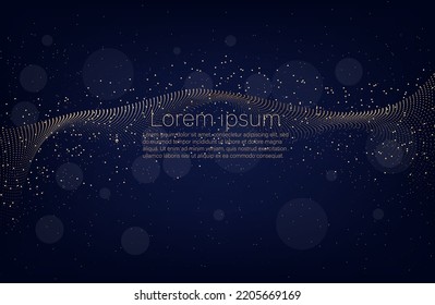 Abstract dark Geometrical Background Connection structure. Science background. connecting dots and lines. Big data visualization and Business .Vector illustration. music wave
