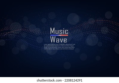 Abstract dark Geometrical Background Connection structure. Science background. connecting dots and lines. Big data visualization and Business .Vector illustration. music wave