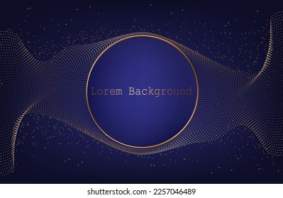 Abstract dark Geometrical Background Connection wave structure. Science background. Connecting dots and lines. Big data visualization and Business. round images.