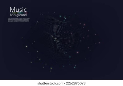 Abstract dark Geometrical Background Connection structure. Science background. Connecting dots and lines. Big data visualization and Business .Vector illustration. music wave