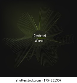 Abstract dark Geometrical Background with lime color music wave . Connection structure. Science background. onnecting dots and lines. Big data visualization and Business .Vector illustration