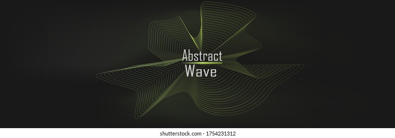 Abstract dark Geometrical Background with lime color music wave . Connection structure. Science background. onnecting dots and lines. Big data visualization and Business .Vector illustration
