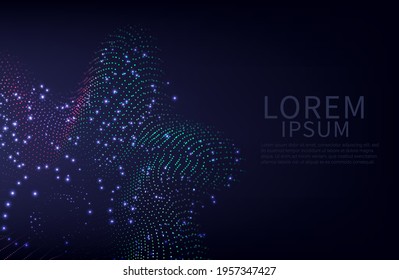 Resumen de fondo geométrico oscuro con onda. Estructura de conexión. Antecedentes científicos. puntos de conexión. Gran visualización de datos e ilustración de Business .Vector. onda musical