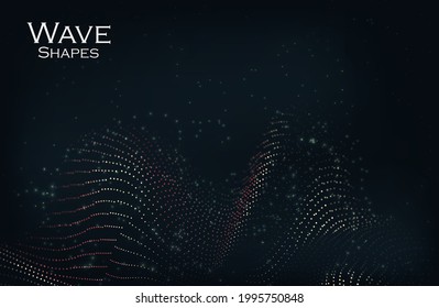 Abstract dark Geometrical Background with wave. Connection structure. Science background. onnecting dots . Big data visualization and Business .Vector illustration. music wave