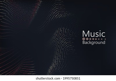 Resumen de fondo geométrico oscuro con onda. Estructura de conexión. Antecedentes científicos. puntos de conexión. Gran visualización de datos e ilustración de Business .Vector. onda musical