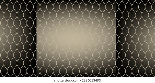 Abstract dark gold background with cream chain link wire mesh fence pattern and dual side glow layout.eps 10