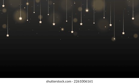 Abstrakter dunkler goldener Hintergrund mit fallendem, glänzendem Licht blinkt heller Beam Vectordesign-Stil