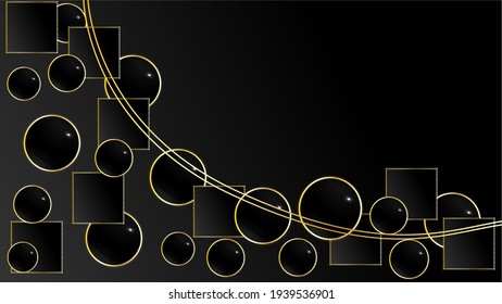 fondo oscuro y dorado abstracto, fondo abstracto con forma círculo 3d vector, ilustración