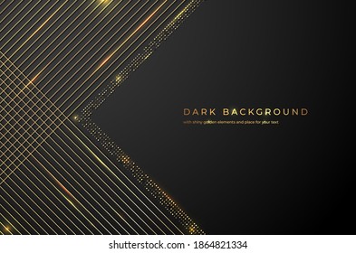 Resumen de fondo oscuro y dorado para tu diseño. Ilustración vectorial.