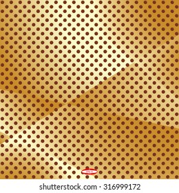abstract dark golden metallic pattern with goldenrod metal texture with holes on bronze background. vector illustration