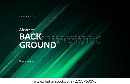 Abstract Dark Gradient Background with Green Light Rays. Diagonal Illumination Streaks. Backdrop for Branding, Web, Covers, Ad Banners, Presentations, Posters, Digital Design or Graphics. Vector image