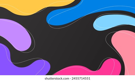 ABSTRACT DARK GRADIENT BACKGROUND WITH HAND DRAWN SHAPES PASTEL FLAT COLOR VECTOR DESIGN TEMPLATE FOR POSTER, WALLPAPER, COVER, FRAME, FLYER, SOCIAL MEDIA, GREETING CARD