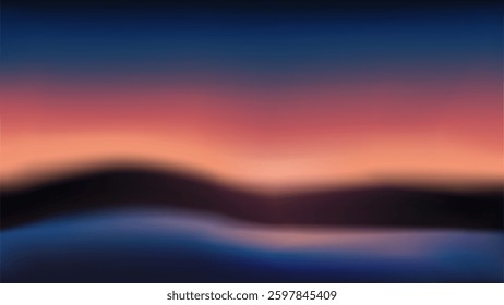 Abstract dark gradient desktop wallpaper vector. Blurred dark blue orange sky gradient landscape abstract background. Blurred orange blue with dark sky gradient desktop wallpaper background