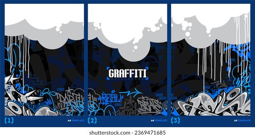 Abstract Dark Graffiti Style A4 Poster Vector Illustration Art Template