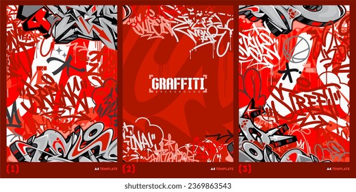 Abstract Dark Graffiti Style A4 Poster Vector Illustration Art Template