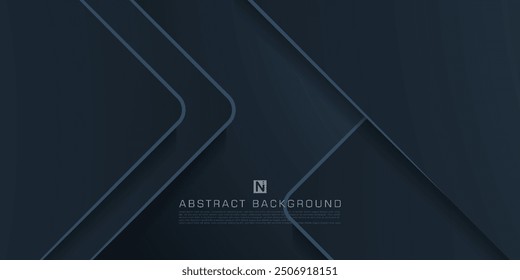 Abstrakter dunkelgrauer Pfeil überlappt auf dem Hintergrund. Dunkler Raum mit Textdesign. Moderner Luxus futuristische Technologie Hintergrund. EPS10-Vektor.