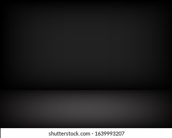 Abstract dark gray cement wall  room gradient background, vector illustration