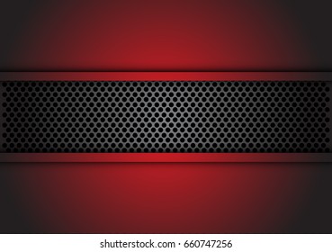 Abstract dark gray circle mesh banner on red design modern background texture vector illustration.