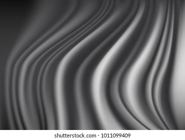 Abstract dark gray fabric silk satin wave curve luxury background texture vector illustration.
