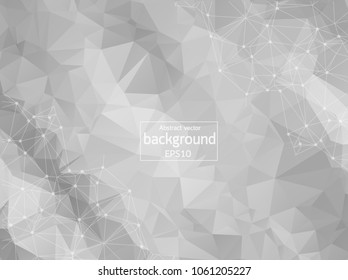 Abstract Dark Gray Geometric Polygonal background molecule and communication. Connected lines with dots. Concept of the science, chemistry, biology, medicine, technology.