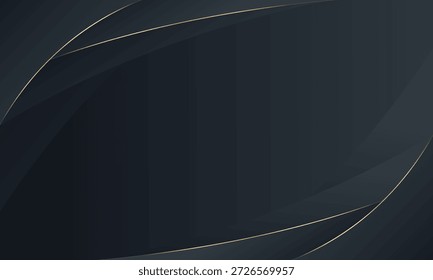 Abstractas fondo de lujo gris oscuro con líneas curvas de oro. Elegante Fondo de pantalla. Adecuado para Plantillas, Anuncios, ventas, premios, invitaciones, eventos, Sitios web y páginas