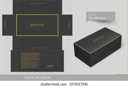 Abstract Dark Gray Seamless Pattern Tissue Box Concept, Template For Business Purpose, Place Your Text And Logos And Ready To Go For Print. 