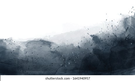 Abstract of dark gray watercolor background. Watercolor hand-drawn design 
