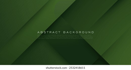 Sombra de plano de fundo da linha de sobreposição 3D verde da marca abstrata. Fundo verde escuro com design de padrão simples. Vetor Eps10