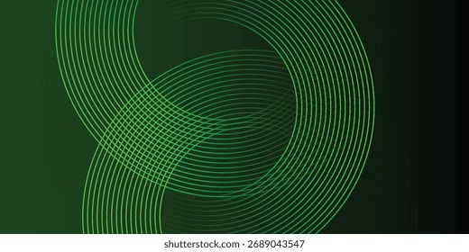 Abstract dark green background with circle lines. vector illustration eps10