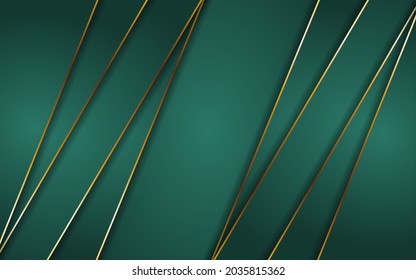 Abstract Dark Green Background Combined with Line Gold