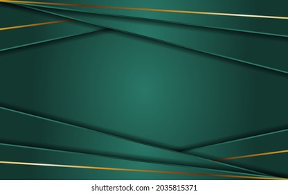 Abstract Dark Green Background Combined with Line Gold