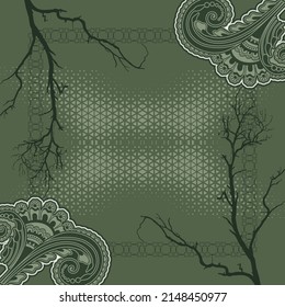 Abstract dark green background dead wood