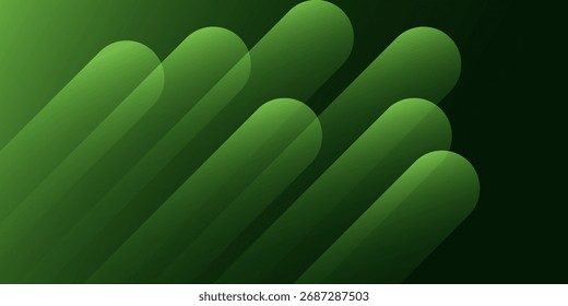 Abstract dark green background with diagonal lines. Dynamic shapes composition.