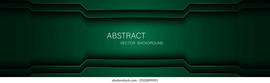 Abstract dark green background with green glowing lines, free space for design.
