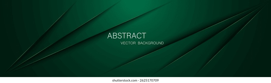 Abstract dark green background with green glowing lines, free space for design.
