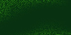 Abstract dark green background. Hexagonal grid with glowing dots and fading effect. Futuristic design for technology, digital themes, or modern presentations. Vector illustration.