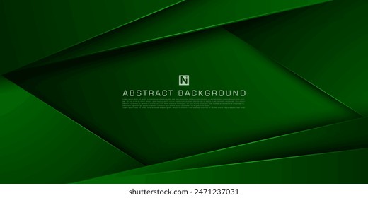 Abstract dark green background with overlap shadow lights pattern. Geometric green background design. Simple and modern concept. Eps10 vector