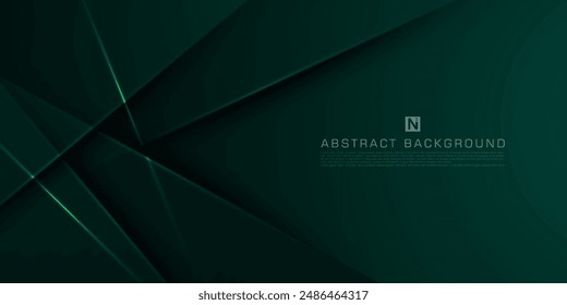 Abstract dark green background with overlap shadow lights pattern. Geometric green background design. Simple and modern concept. Eps10 vector