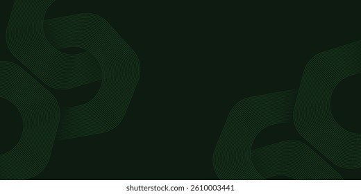 Abstract dark green background with shining geometric lines. Modern shiny hexagon lines pattern. Futuristic technology concept. illustration eps10