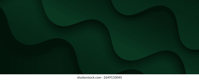 Abstractas fondo verde oscuro simple moderno con diseño ondulado de color verde. Vector Eps10
