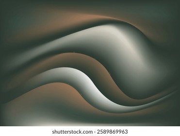 Abstract dark green background with smooth waves and gradient light effects, modern and elegant