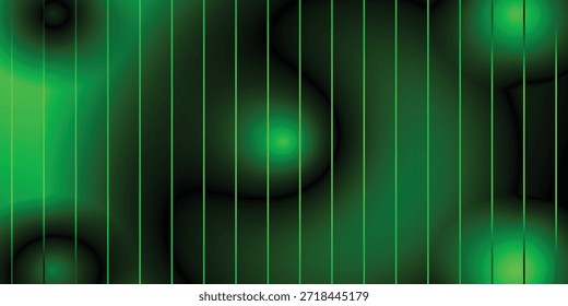 Abstract Dark Green Background with Vertical Grid Lines and Luminous Glowing Orbs for Modern Digital Media Presentations and Creative High-Tech Graphic Design Wallpapers