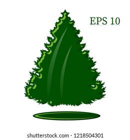 Abstract dark green christmas tree with decoration, object on a white background, vector