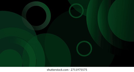 Abstract dark green circle geometric background. Simple overlap circle shapes pattern. Eps10 vector
